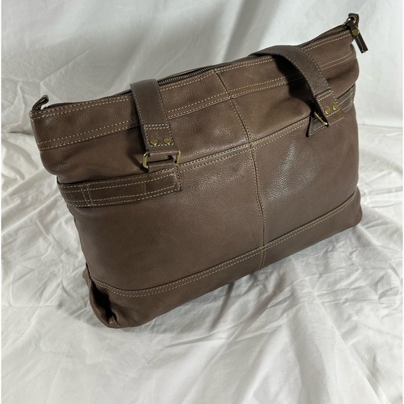 Genuine vintage FOSSIL large brown leather tote bag - Picture 9 of 15